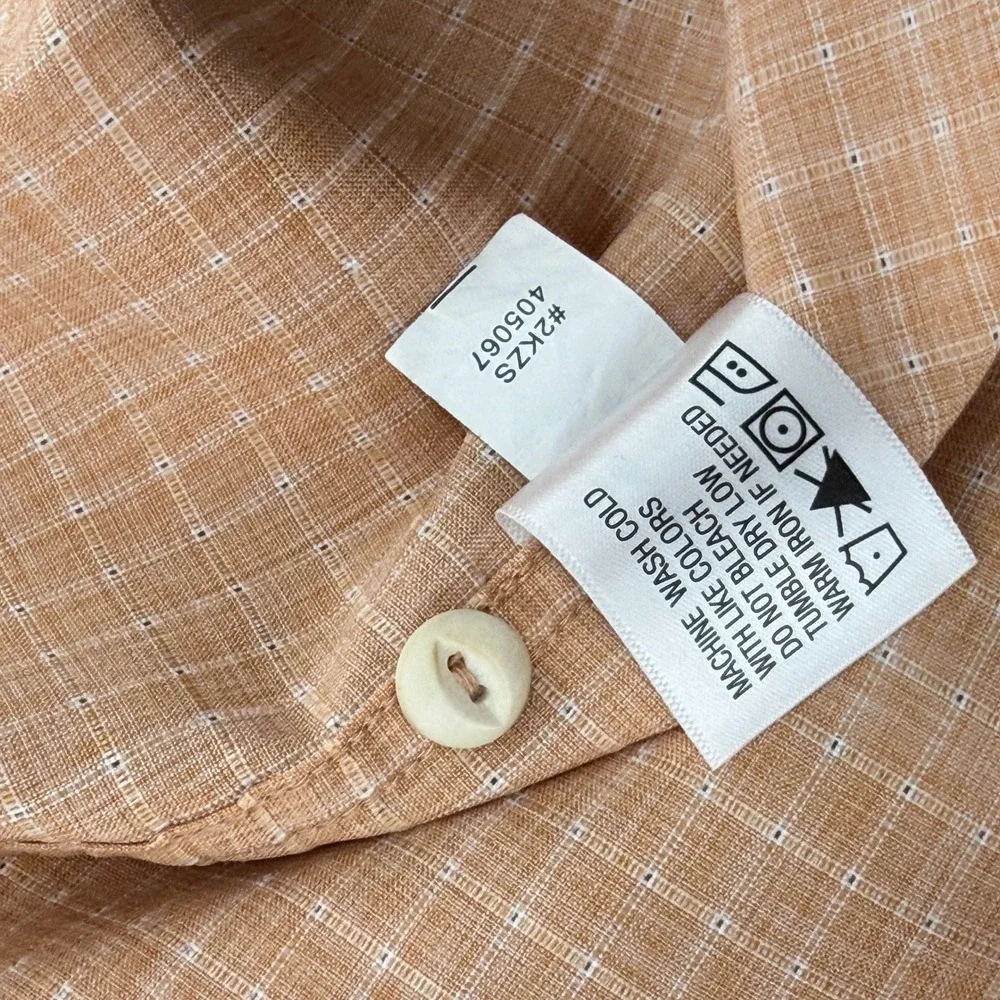 Orvis Western Yoke Fishing Shirt Men Large Orange Plaid Long Sleeve Button Down‎